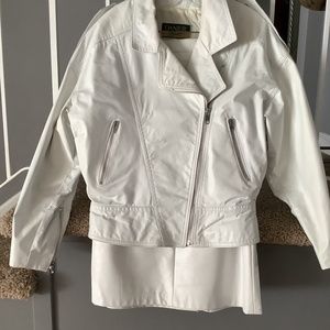 White Genuine Leather Bomber Jacket